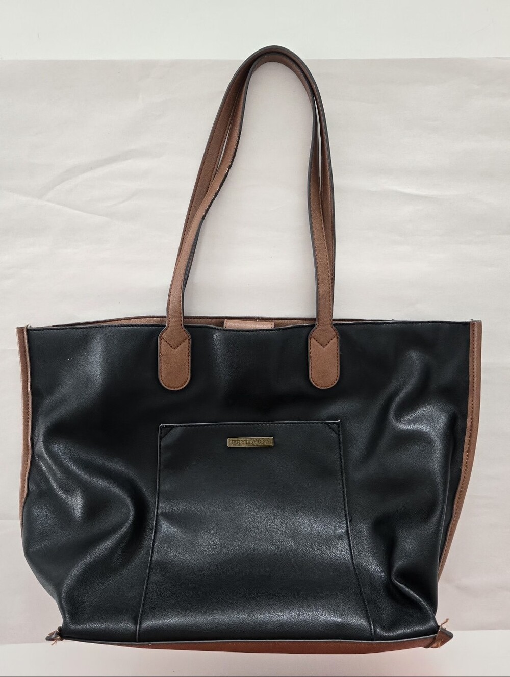 FRYE AND CO. Black Tote with Brown Trim and Handles